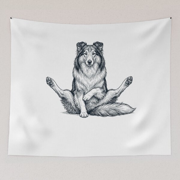 Aperçu de l'œuvre Pose de yoga amusante pour une maman de chien amoureuse d'un colley créée et vendue par DoodleTortle.