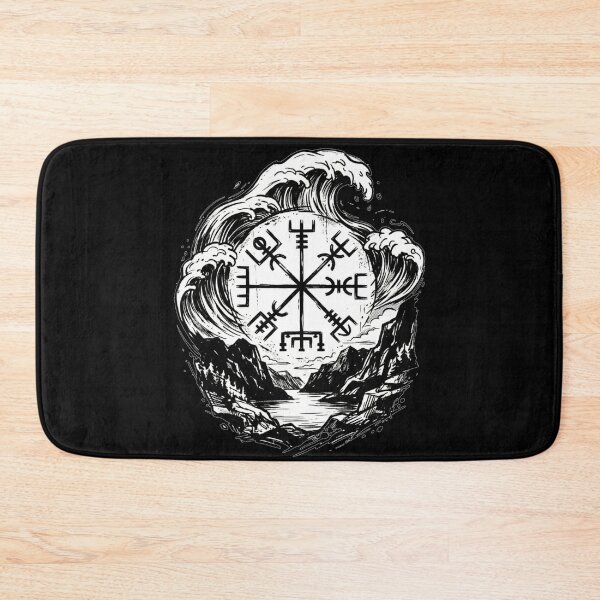 Item preview, Vegvisir Viking Compass & Waves – Norwegian Fjord Tattoo Style designed and sold by MystfjordTales.