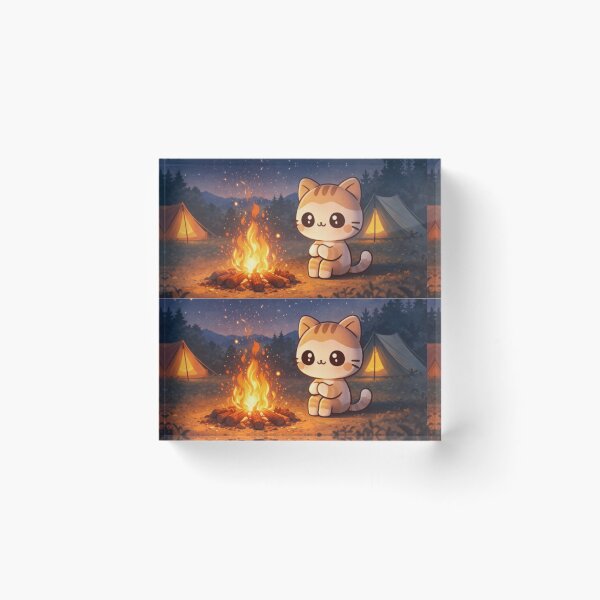 Item preview, Cozy Campfire Cat – Cute Night Camping Vibes designed and sold by EchoWave11.
