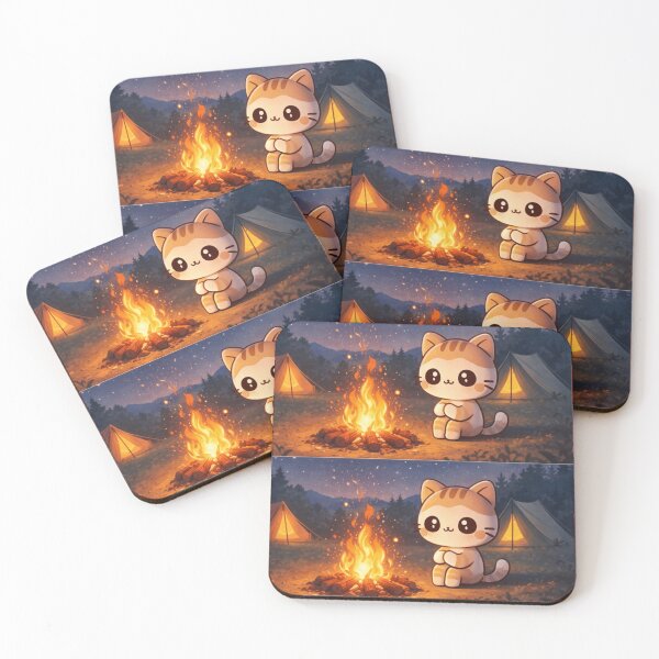 Item preview, Cozy Campfire Cat – Cute Night Camping Vibes designed and sold by EchoWave11.