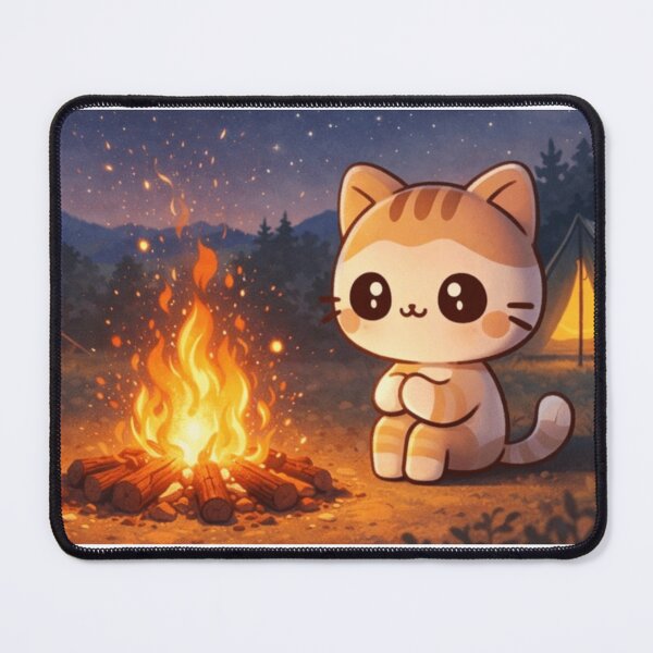 Item preview, Cozy Campfire Cat – Cute Night Camping Vibes designed and sold by EchoWave11.