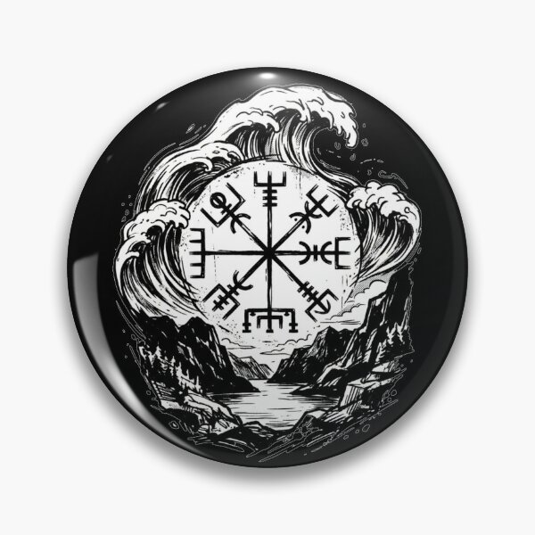 Item preview, Vegvisir Viking Compass & Waves – Norwegian Fjord Tattoo Style designed and sold by MystfjordTales.