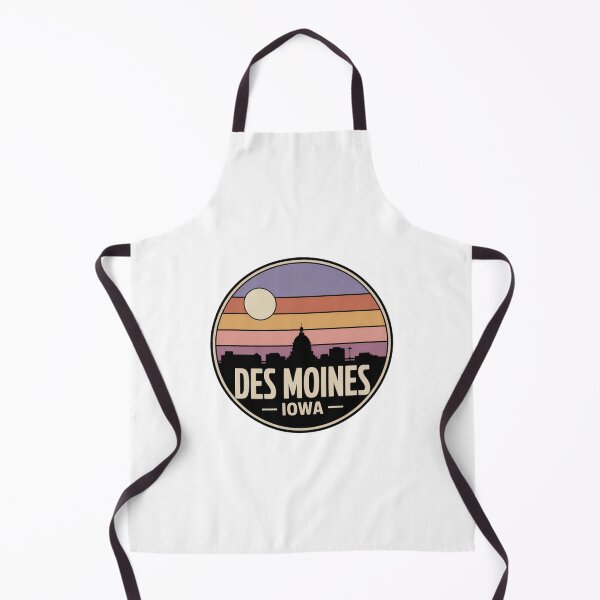 Item preview, Des Moines Iowa: Retro Purple Pink Orange Sunset Skyline Badge designed and sold by CircinusStore.