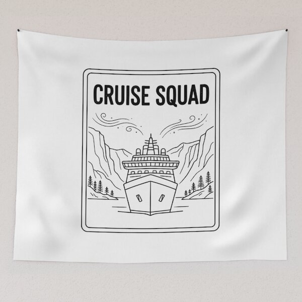 Item preview, Cruise Squad – Cruise Tattoo Design in Norwegian Fjord Style Black and White designed and sold by MystfjordTales.