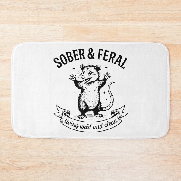 Item preview, Sober and Feral Funny Sobriety Opossum Soberversary Humor Design designed and sold by kiralynstration.