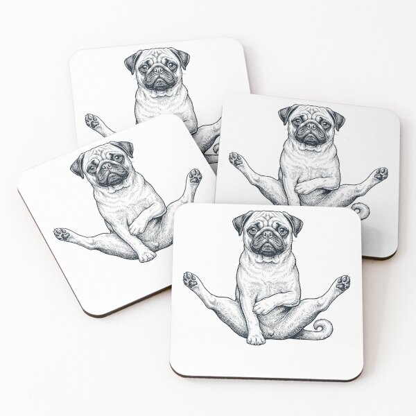 Item preview, Divertida pose de yoga de un carlino, amante de los perros designed and sold by DoodleTortle.
