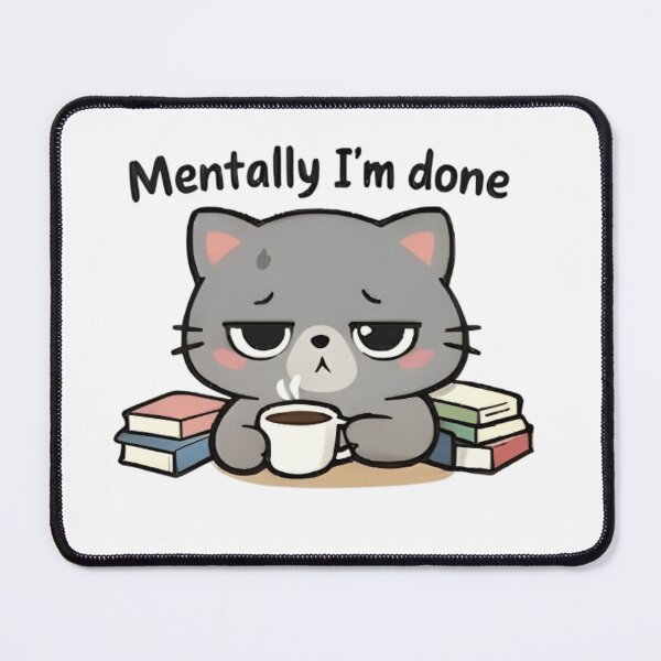 Item preview, Adorable Kawaii Stressed Grey Cat: Mentally I'm Done designed and sold by Trendora90.