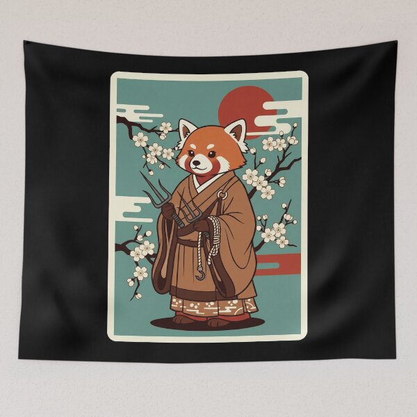 Item preview, Japanese Red Panda Farmer Samurai Aesthetic Kawaii Japan  designed and sold by JordynLadukeg65.