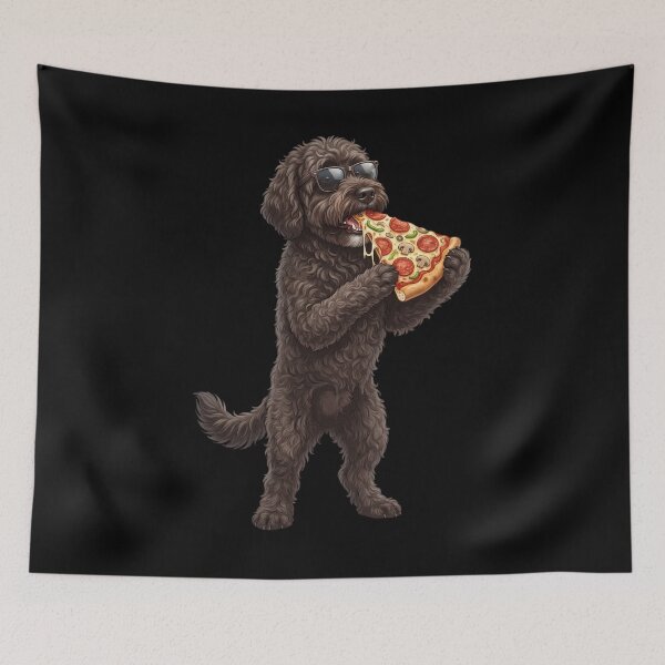 Item preview, Funny Portuguese Water Dog Eating Pizza Dog Mom Dad Lover designed and sold by TerryConnells.