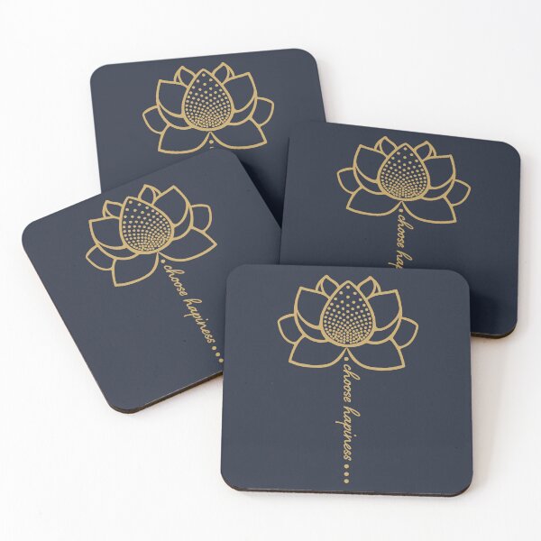 Artikelvorschau, Golden Lotus Flower Choose Happiness – Minimalist Gold Line Art entworfen und verkauft von YogaMEHappy.