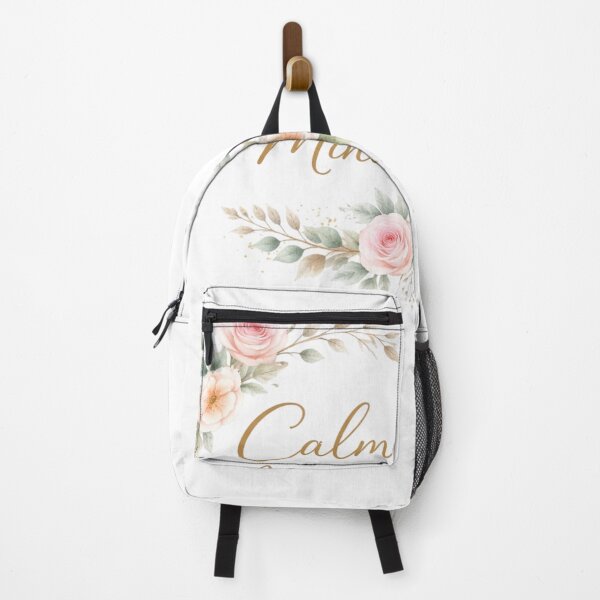 Item preview, Calm Mind Floral Aesthetic Design | Minimal Peace Quote Art | Soft Neutral Boho Illustration designed and sold by Sanika arts .