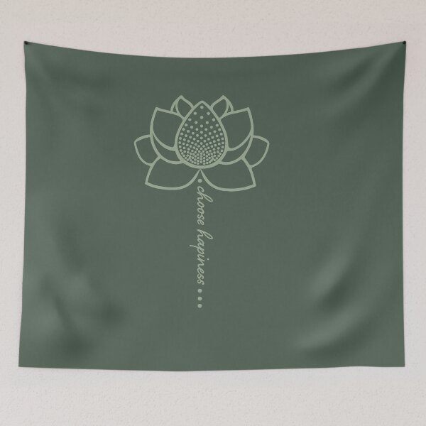 Item preview, Sage Green Lotus Flower Choose Happiness – Minimalist Zen Line Art designed and sold by YogaMEHappy.