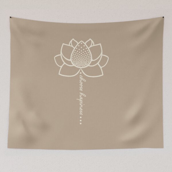 Item preview, Cream Lotus Flower Choose Happiness – Minimalist Aesthetic Zen Art designed and sold by YogaMEHappy.