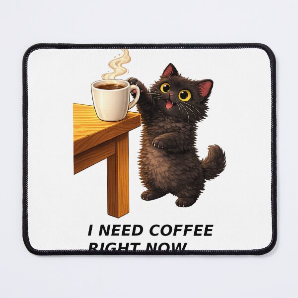 Item preview, I Need Coffee Right Now – Funny Cat Reaching for Coffee Design designed and sold by IrynaLineArt.