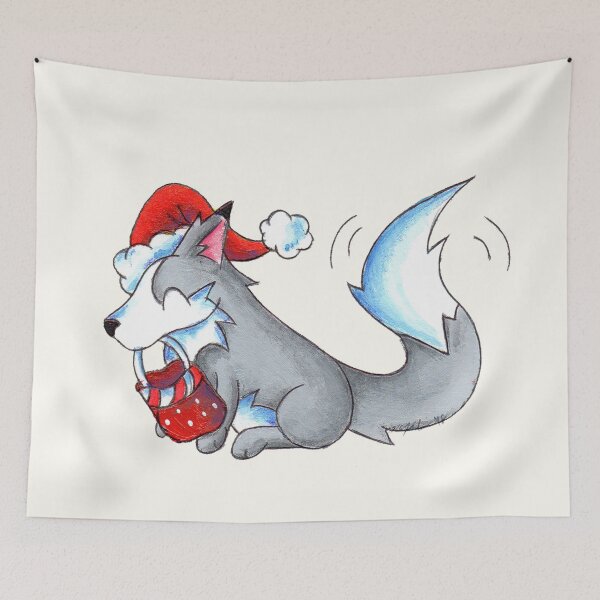 Item preview, Secret Santa Wolf designed and sold by KOKeefeArt.
