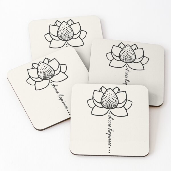Artikelvorschau, Black Lotus Flower Choose Happiness – Minimalist Zen Line Art entworfen und verkauft von YogaMEHappy.