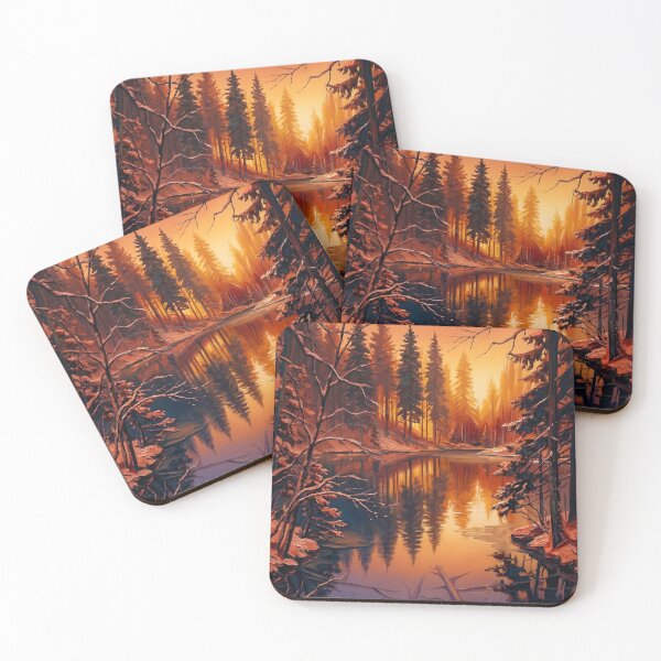 Item preview, Golden Sunset Over Winter Lake designed and sold by Vista Atelier.
