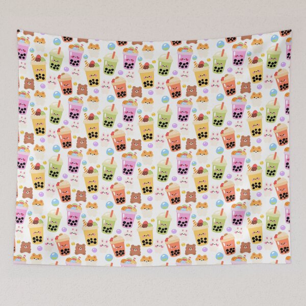 Item preview, Bubble Tea Skyland Seamless Pattern  designed and sold by KJackArtwork.