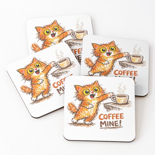 Item preview, Coffee Mine – Cute Funny Cat Crayon Style Design designed and sold by IrynaLineArt.
