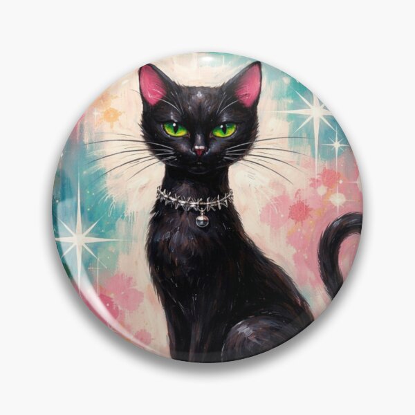 Item preview, Black Cat Art, Sweet, Mid Century Stars,Pink,Blue,White designed and sold by VFWChuck.