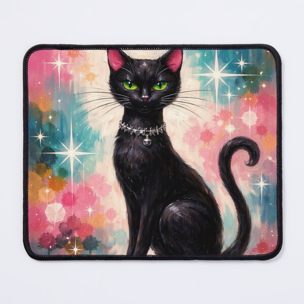 Item preview, Black Cat Art, Sweet, Mid Century Stars,Pink,Blue,White designed and sold by VFWChuck.