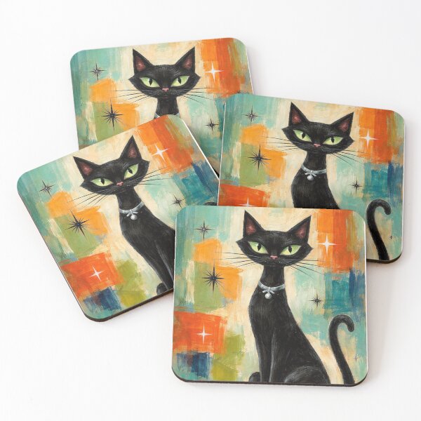 Item preview, Black Cat, Mid Century Style, Orange,Blue,Green designed and sold by VFWChuck.