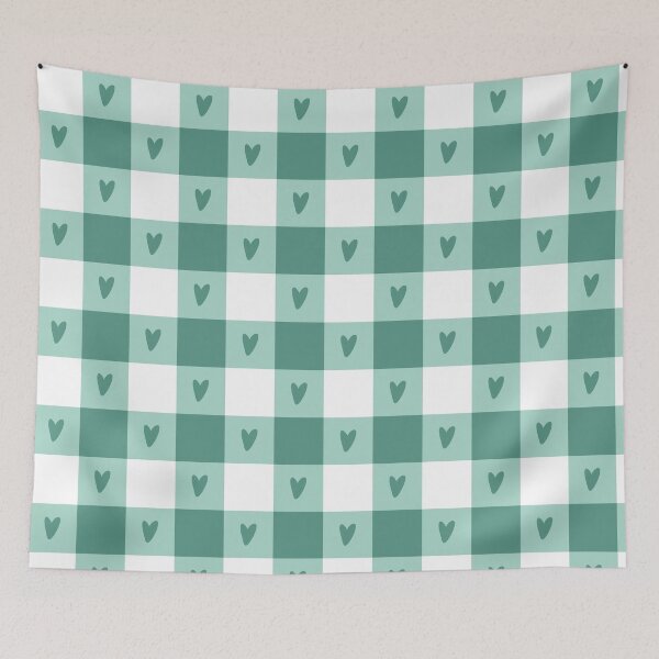 Item preview, Green heart gingham seamless repeating pattern designed and sold by SeamlessDsign.