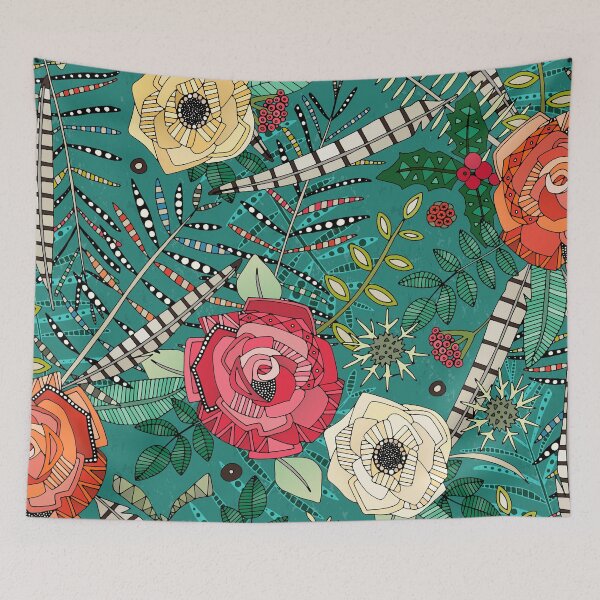 Item preview, boho winter floral teal designed and sold by scrummy.