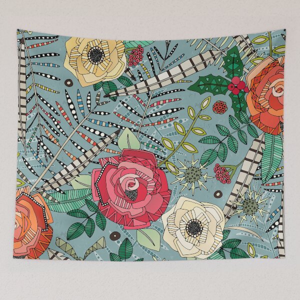 Item preview, boho winter floral blue designed and sold by scrummy.