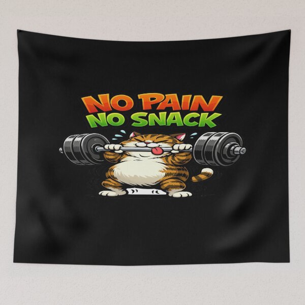 Item preview, Cute “No Pain No Snack” Cat • Funny Gym Fitness Kitty • Workout Motivation CartoonCute “No Pain No Snack” Cat • Funny Gym Fitness Kitty • Workout Motivation Cartoon designed and sold by Bright Nest Studio.