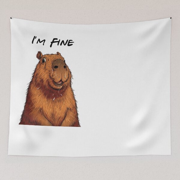 Item preview, I'm Fine Capybara Meme Funny Sweating Rodent designed and sold by NicolasGlowArt.