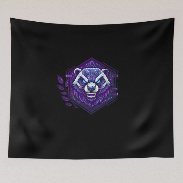 Item preview, Cyber Honey Badger Beast - Futuristic Neon Circuit Predator Art designed and sold by AbulailArt.