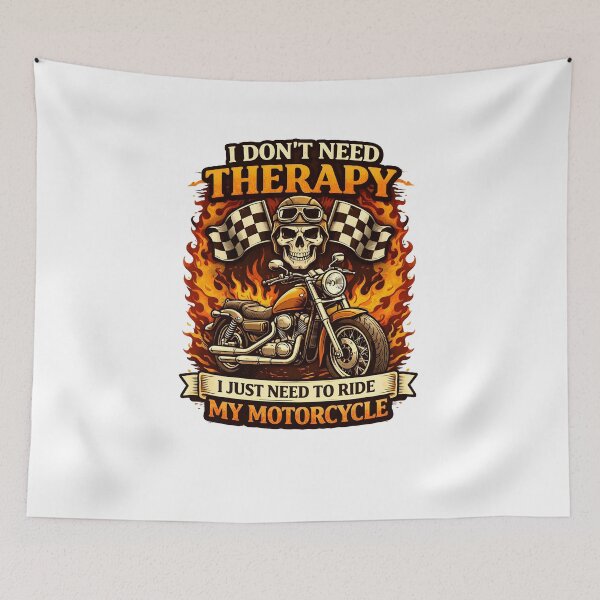 Item preview, I Don’t Need Therapy I Just Need To Ride My Motorcycle Funny Biker Skull Vintage Design designed and sold by Nixora.
