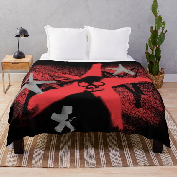 Item preview, Grunge Skull Star Graffiti – Edgy Punk Street Art Aesthetic Red & Black Skull Design designed and sold by artworkathome.