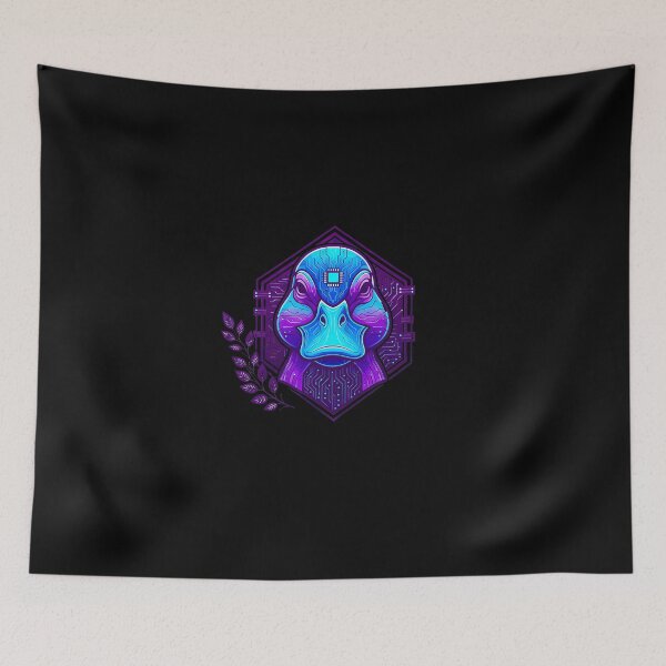 Item preview, Cyber Duck Tech Art - Futuristic Neon Circuit Waterfowl Illustration designed and sold by AbulailArt.