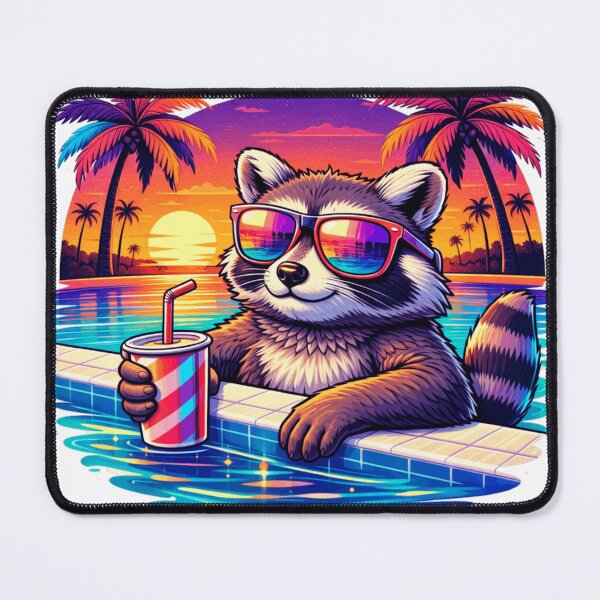 Item preview, Cool Raccoon Poolside Sunset Chill Vibes designed and sold by the-dovlat.
