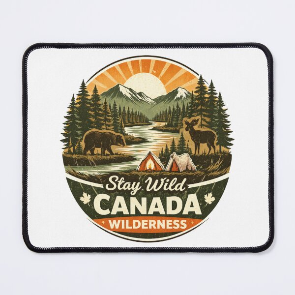 Item preview, Canada Wilderness Retro Badge – Vintage Forest Mountain Sunset Wildlife Illustration designed and sold by Globalcitytees.
