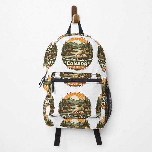 Item preview, Canada Wilderness Retro Badge – Vintage Forest Mountain Sunset Wildlife Illustration designed and sold by Globalcitytees.