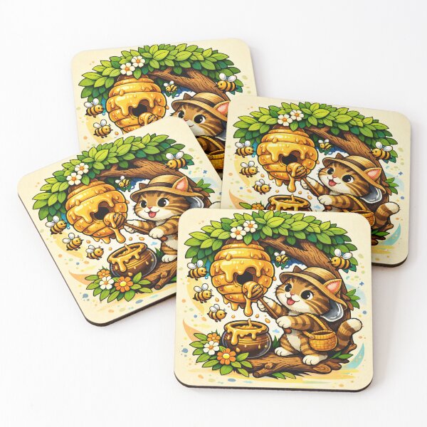Item preview, Honey Hunter Kitty  | Cute Cat & Bees Illustration designed and sold by ArtoryNest.