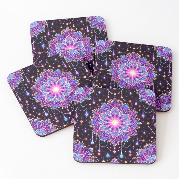 Item preview, Neon Cosmic Mandala Pattern – Psychedelic Galaxy Flower Glow Seamless Design designed and sold by RidaSalArt.