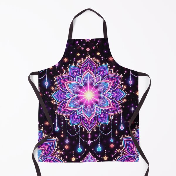 Item preview, Neon Cosmic Mandala Pattern – Psychedelic Galaxy Flower Glow Seamless Design designed and sold by RidaSalArt.