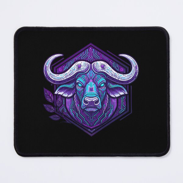 Item preview, Cyber Buffalo Tech Art - Futuristic Neon Circuit African Bull Illustration designed and sold by AbulailArt.