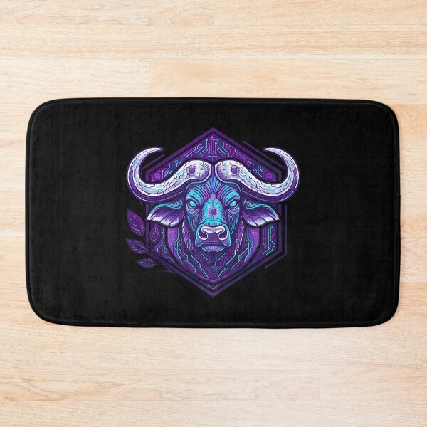 Item preview, Cyber Buffalo Tech Art - Futuristic Neon Circuit African Bull Illustration designed and sold by AbulailArt.