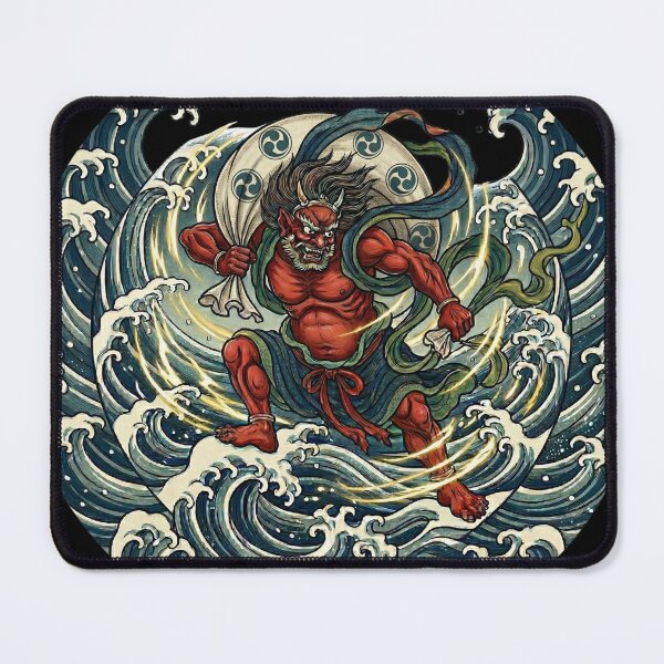 Item preview, Japanese Wind God Fujin - Traditional Ukiyo-e Demon Graphic Art designed and sold by UltimateJapan.