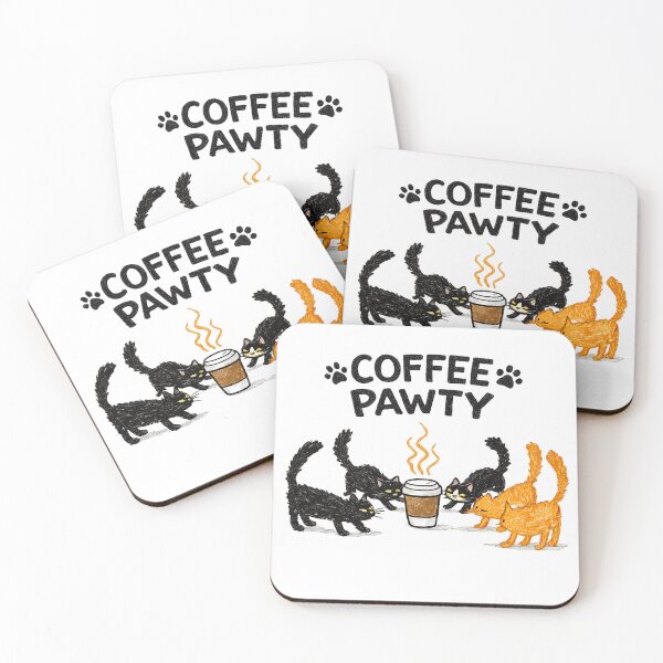 Item preview, Coffee Pawty – Funny Cats Gathering Around Coffee Design designed and sold by IrynaLineArt.