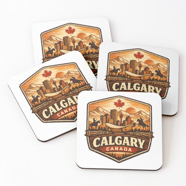 Item preview, Calgary Canada Retro Badge – Vintage Skyline Mountains Western Cowboy Design designed and sold by Globalcitytees.