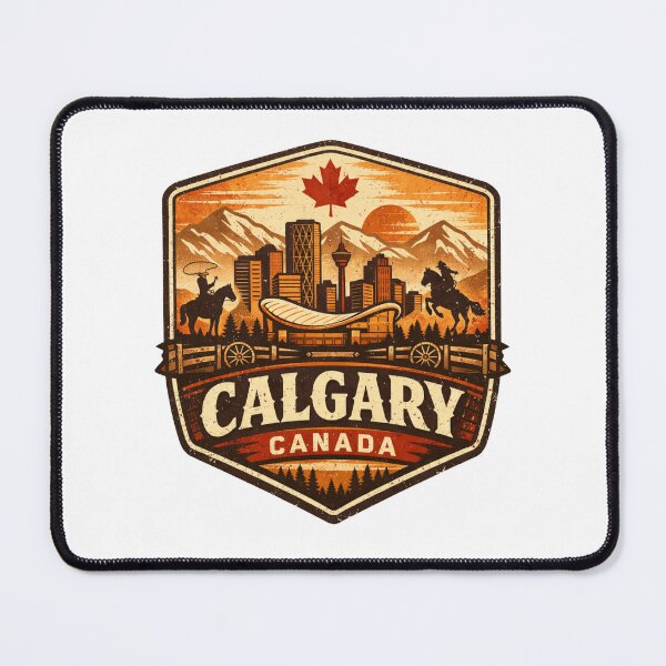 Item preview, Calgary Canada Retro Badge – Vintage Skyline Mountains Western Cowboy Design designed and sold by Globalcitytees.