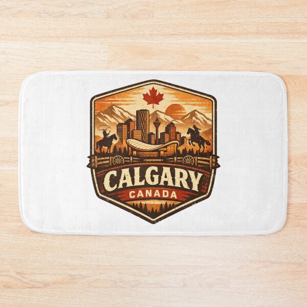 Item preview, Calgary Canada Retro Badge – Vintage Skyline Mountains Western Cowboy Design designed and sold by Globalcitytees.