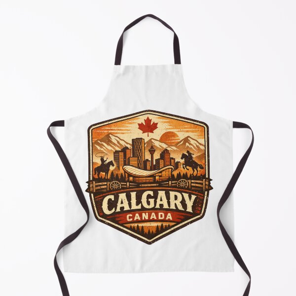 Item preview, Calgary Canada Retro Badge – Vintage Skyline Mountains Western Cowboy Design designed and sold by Globalcitytees.
