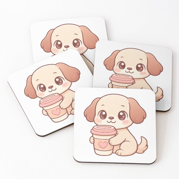 Item preview, Cute kawaii dog with coffee designed and sold by Agu210.